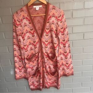 Marc Jacobs RARE 2016 Runway Cardigan 100% Silk Four Patch Pockets Geometric S